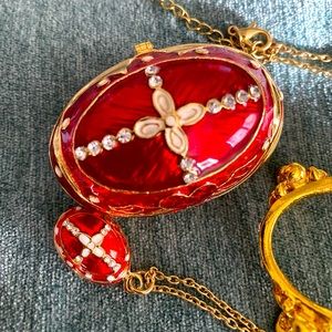 Enamel Faberge Style Egg with Pendent
